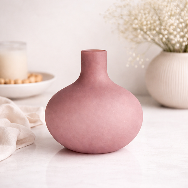 FLOWERS Vase A rosa satiniert